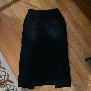 SHEIN high waist split denim skirt black